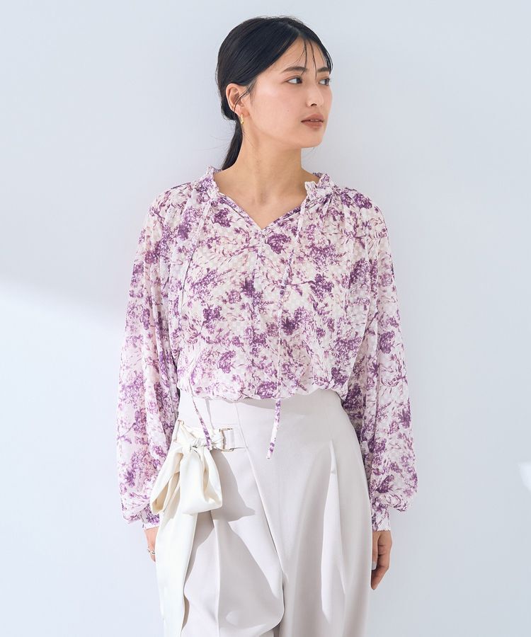 YECCA VECCA「ボタニカル柄シアージャガードブラウス」|シャツ・ブラウス|