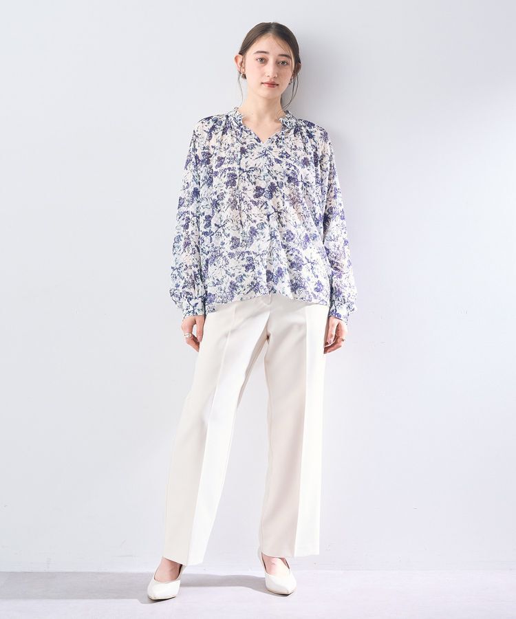 YECCA VECCA「ボタニカル柄シアージャガードブラウス」|シャツ・ブラウス|