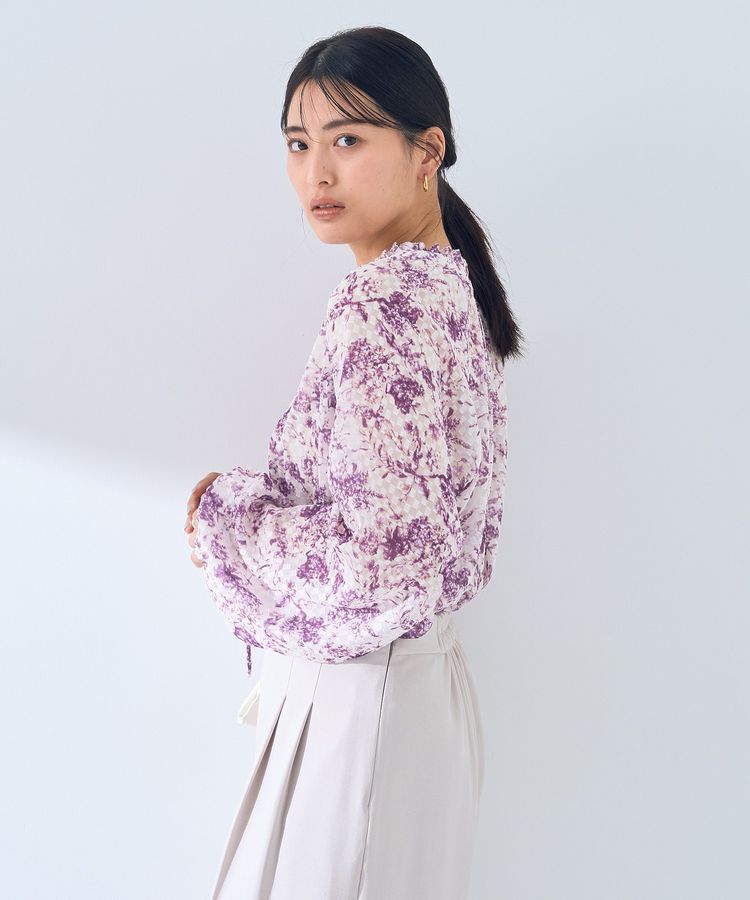 YECCA VECCA「ボタニカル柄シアージャガードブラウス」|シャツ・ブラウス|
