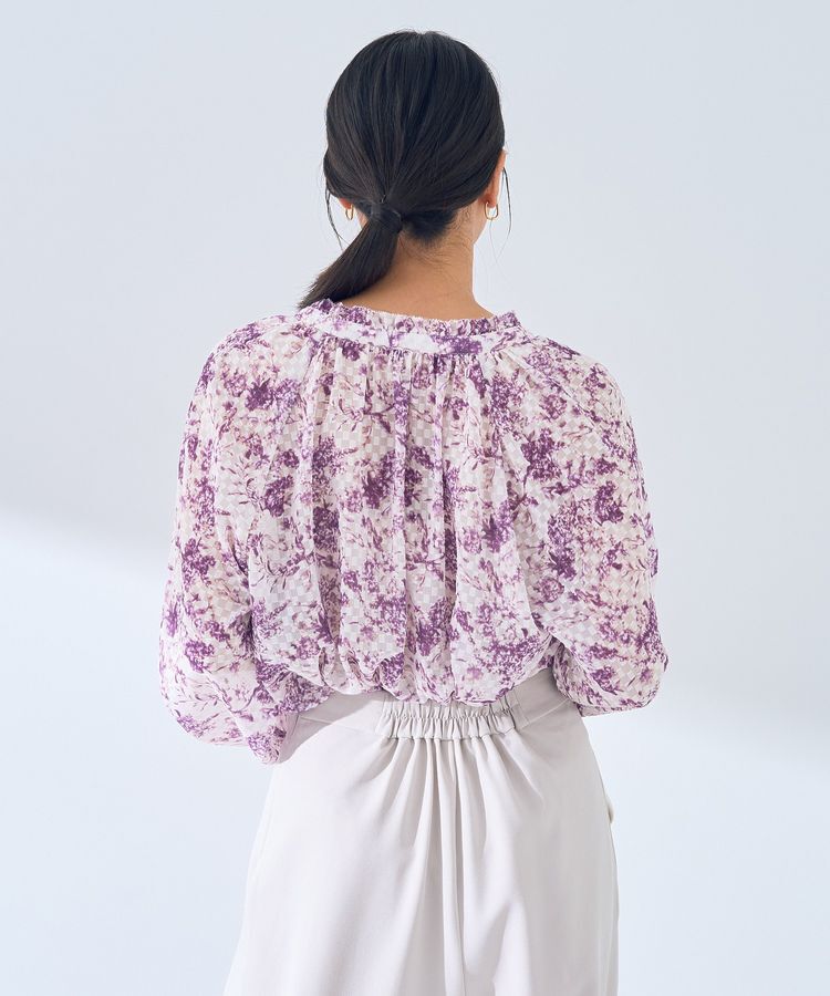 YECCA VECCA「ボタニカル柄シアージャガードブラウス」|シャツ・ブラウス|