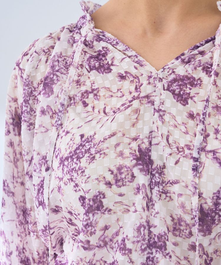 YECCA VECCA「ボタニカル柄シアージャガードブラウス」|シャツ・ブラウス|