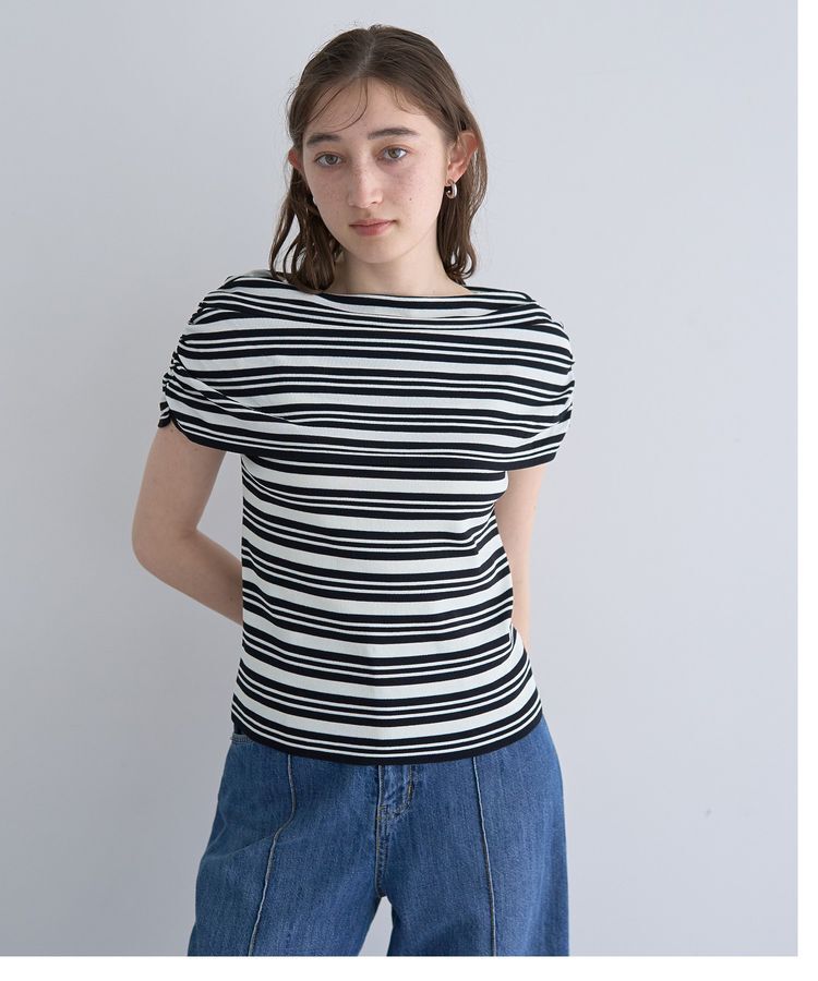 YECCA VECCA「シャーリングオフショルニット」|ニット・セーター|