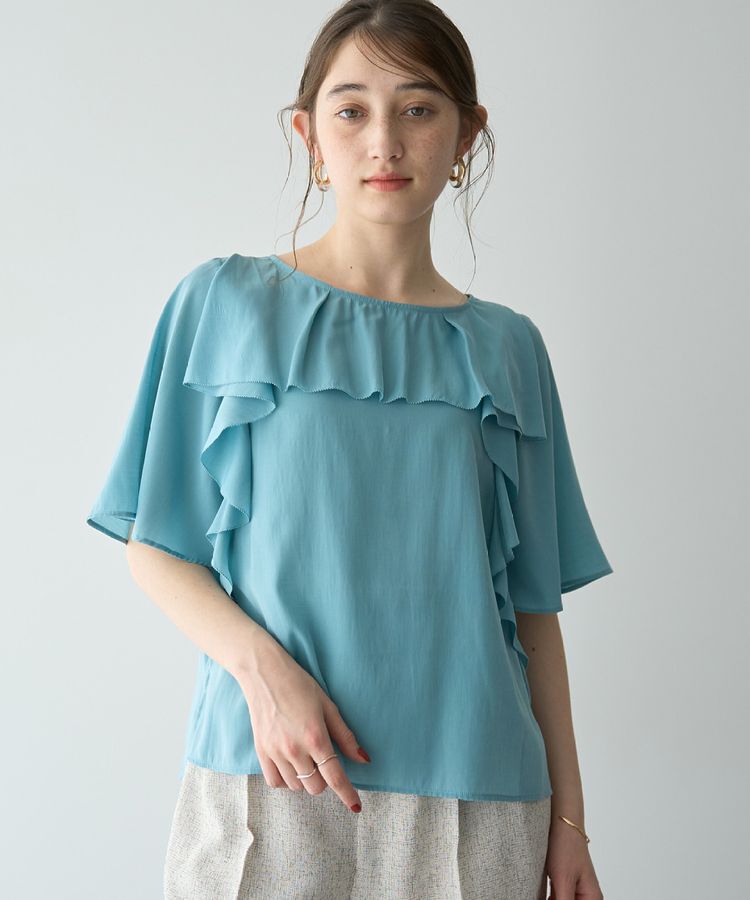YECCA VECCA「ラッフルシアーブラウス」|シャツ・ブラウス|Light Blue