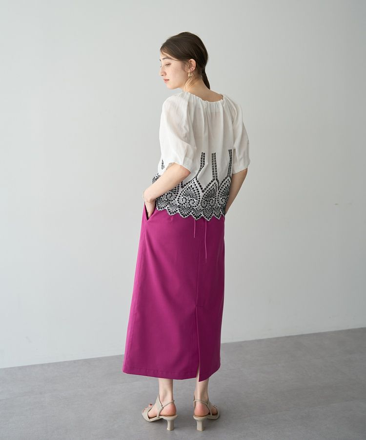 YECCA VECCA「アイレット刺繍タックスリーブブラウス」|シャツ・ブラウス|