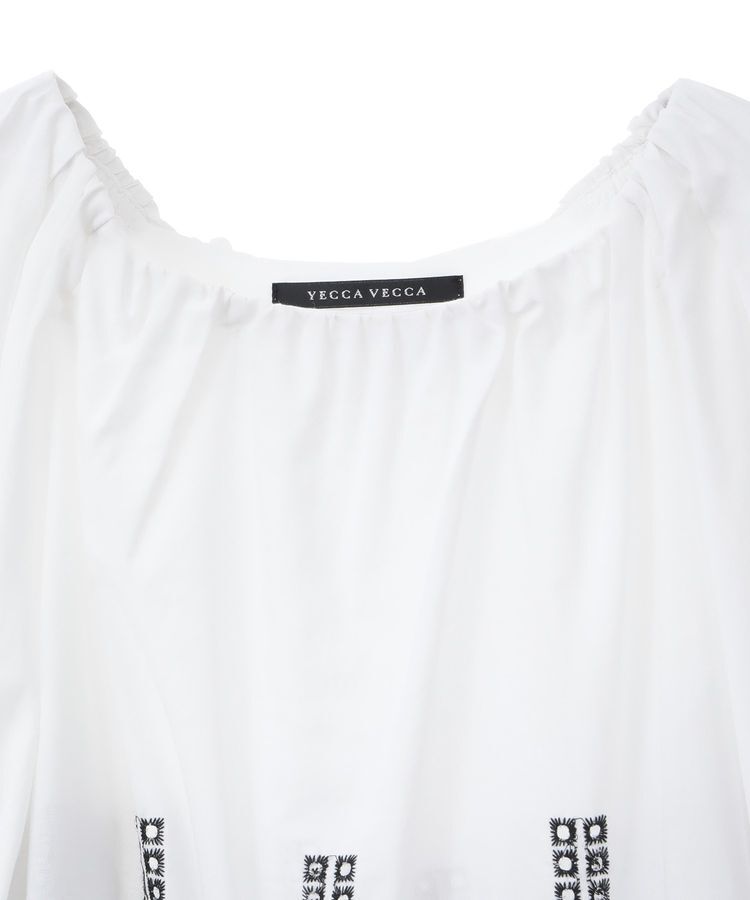 YECCA VECCA「アイレット刺繍タックスリーブブラウス」|シャツ・ブラウス|