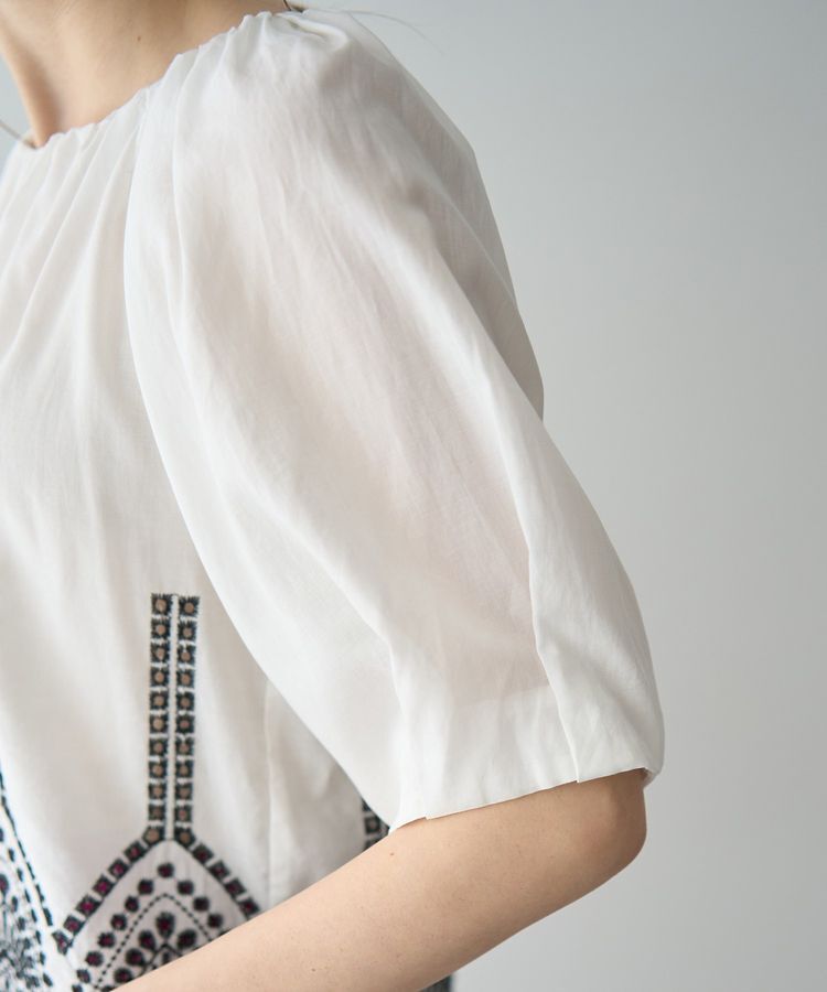 YECCA VECCA「アイレット刺繍タックスリーブブラウス」|シャツ・ブラウス|