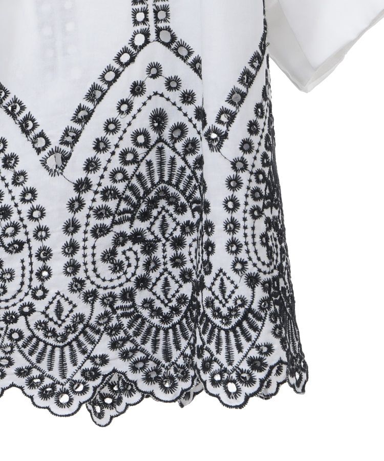 YECCA VECCA「アイレット刺繍タックスリーブブラウス」|シャツ・ブラウス|