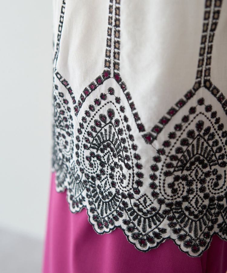 YECCA VECCA「アイレット刺繍タックスリーブブラウス」|シャツ・ブラウス|