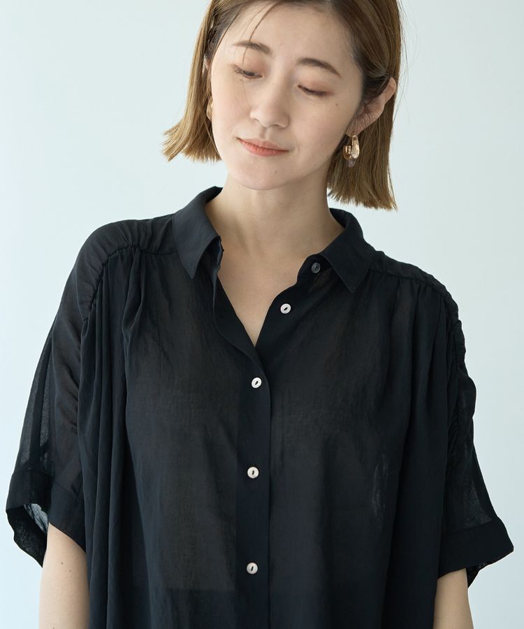 YECCA VECCA「ドライタッチシアーバックギャザーシャツ」|シャツ・ブラウス|