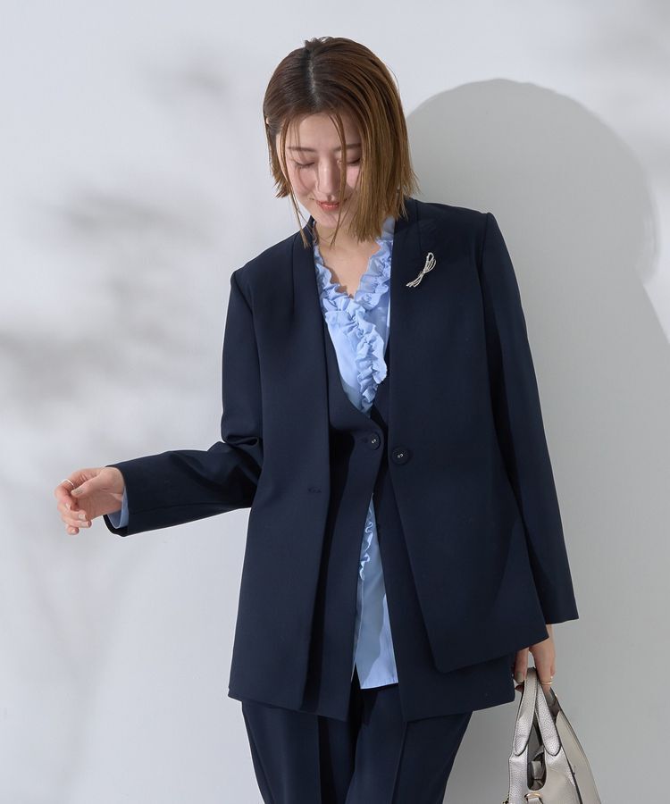 YECCA VECCA「ストレッチノーカラージャケット」|テーラードジャケット|