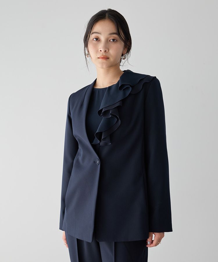 YECCA VECCA「ストレッチノーカラージャケット」|テーラードジャケット|
