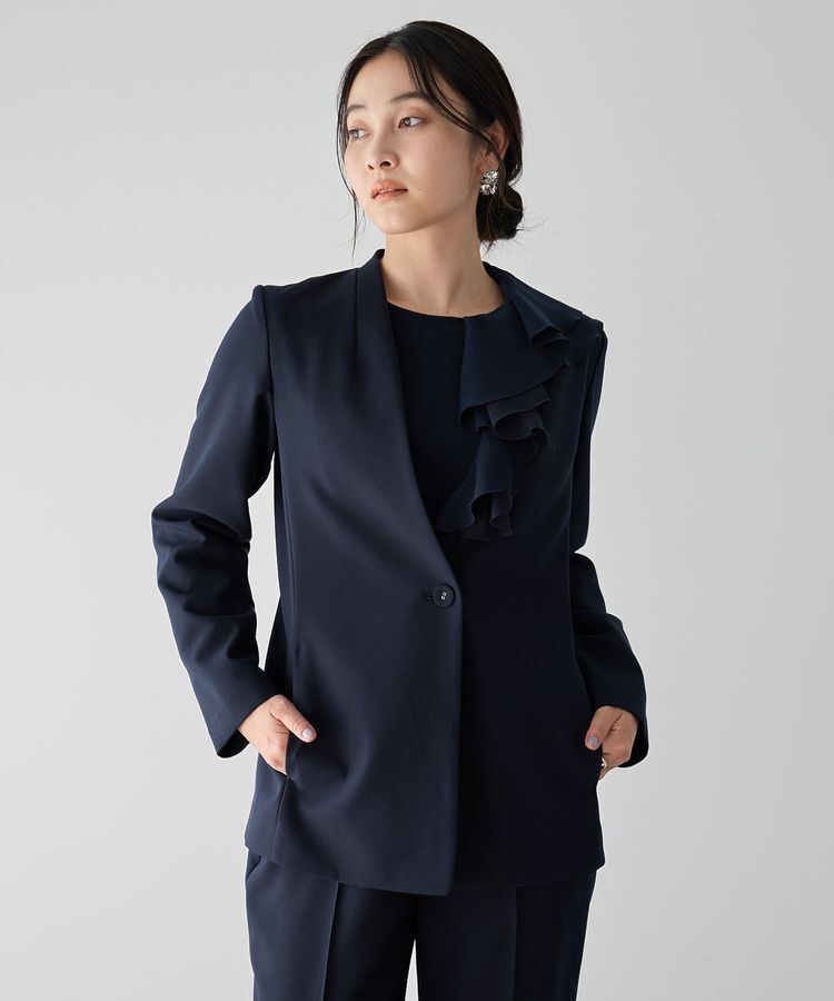 YECCA VECCA「ストレッチノーカラージャケット」|テーラードジャケット|