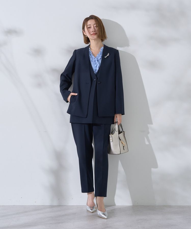 YECCA VECCA「ストレッチノーカラージャケット」|テーラードジャケット|