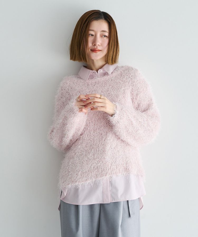 YECCA VECCA「ラメ混シャギーニット」|ニット・セーター|Pink