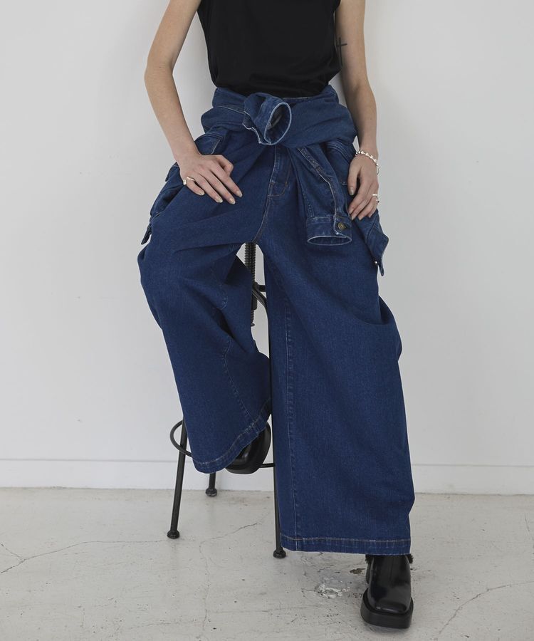 GARAGE OF GOOD CLOTHING「【lelill&times;GOGC】ワイドタックデニムパンツ」|デニム|Blue