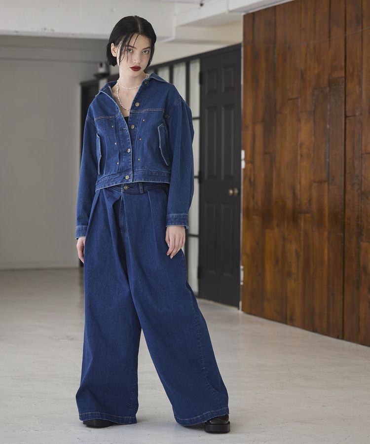 GARAGE OF GOOD CLOTHING「【lelill&times;GOGC】ワイドタックデニムパンツ」|デニム|