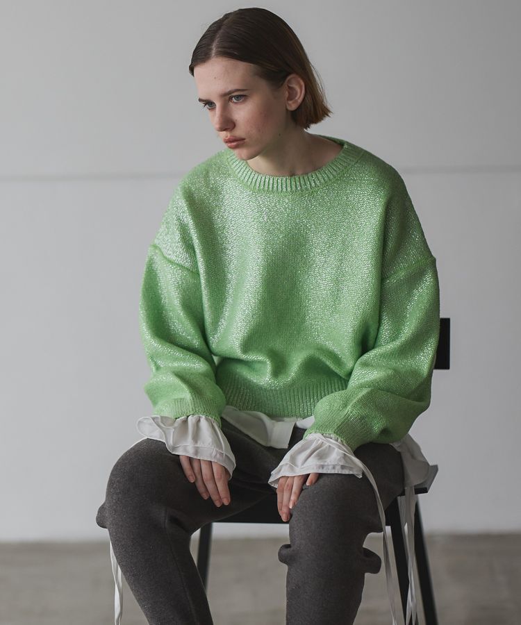 GARAGE OF GOOD CLOTHING「箔クロップドニットプルオーバー」|ニット・セーター|Green