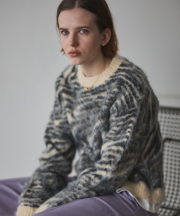 GARAGE OF GOOD CLOTHING「ゼブラニットプルオーバー」|ニット・セーター|Charcoal Gray