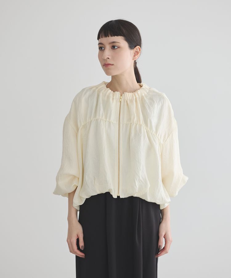 GARAGE OF GOOD CLOTHING「【日本製】フランス綾ギャザーブルゾン」|ブルゾン・スタジャン|Ivory