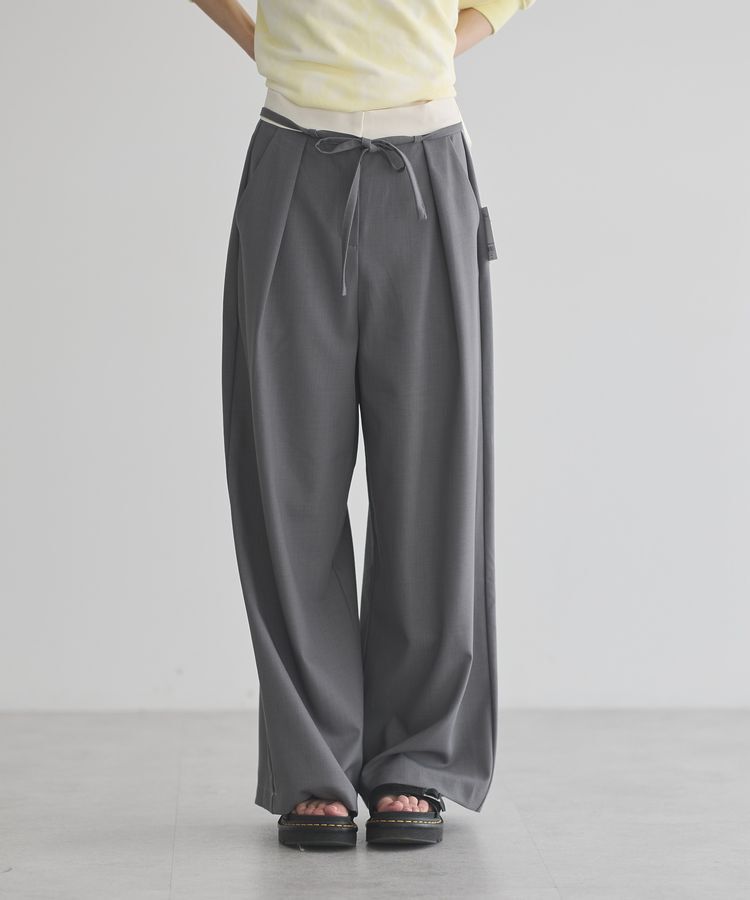 GARAGE OF GOOD CLOTHING「ベルト配色タックワイドパンツ」|その他|Gray