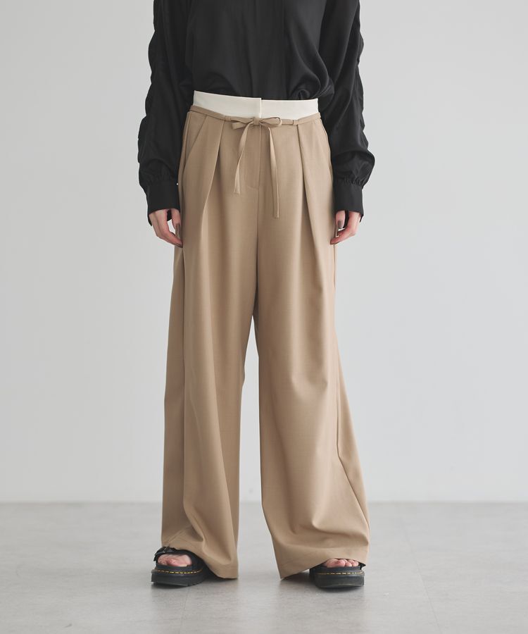 GARAGE OF GOOD CLOTHING「ベルト配色タックワイドパンツ」|その他|Beige
