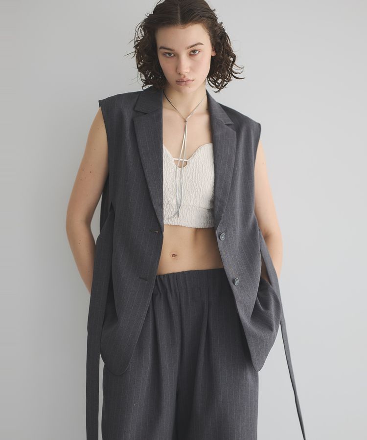 GARAGE OF GOOD CLOTHING「【日本製】ストライプテーラーベスト」|ベスト・ジレ|Charcoal Gray