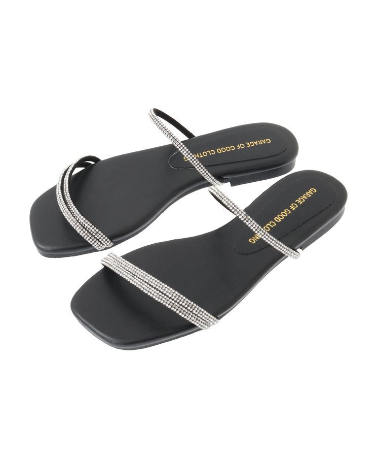 GARAGE OF GOOD CLOTHING「ラインストーンナローコードフラットサンダル」|サンダル|