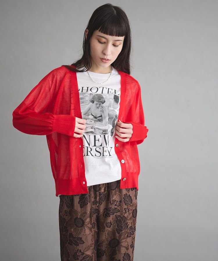 GARAGE OF GOOD CLOTHING「シアーVネックカーディガン」|カーディガン|Red