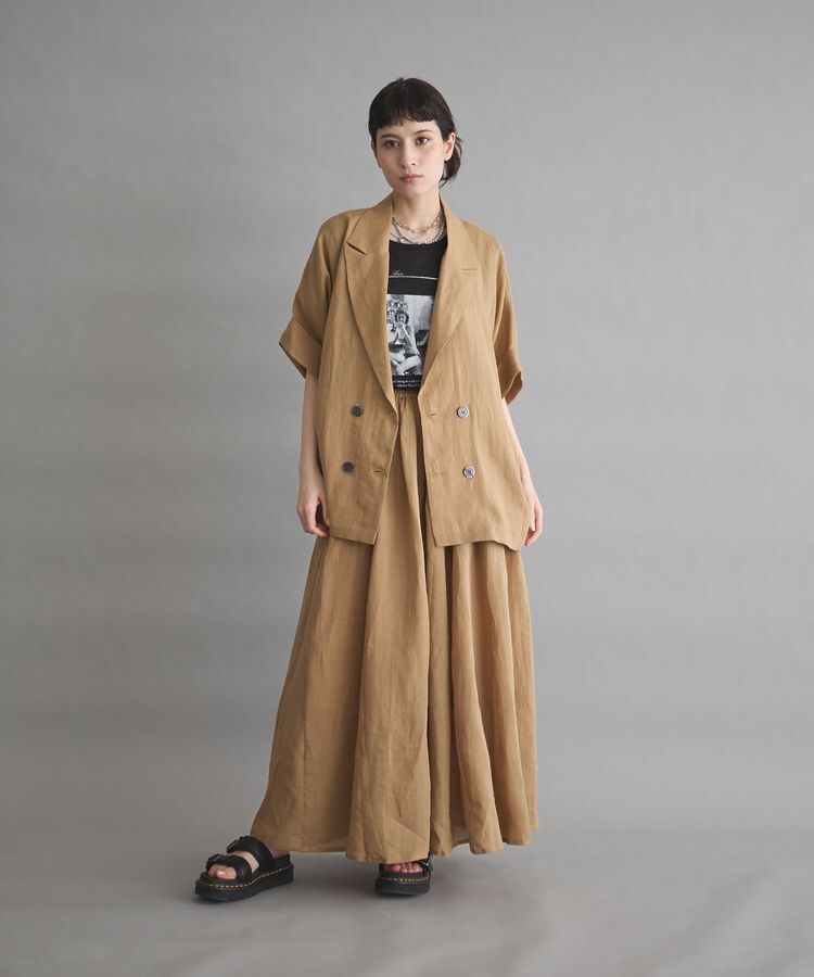 GARAGE OF GOOD CLOTHING「リネンギャザーボリュームスカート」|フレア|