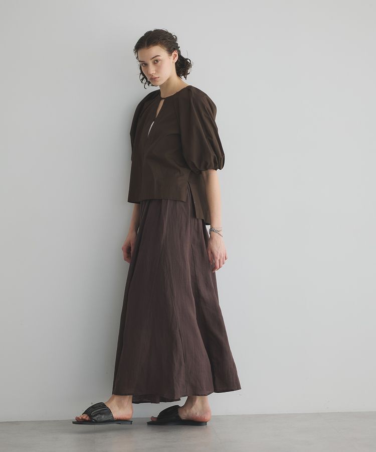 GARAGE OF GOOD CLOTHING「リネンギャザーボリュームスカート」|フレア|