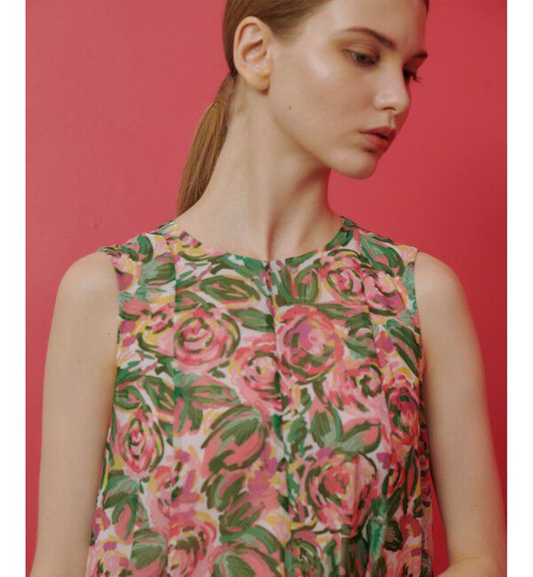 LOULOU WILLOUGHBY「【LOULOU WILLOUGHBY】SPRINTEXフラワープリントノースリワンピース」|ワンピース|