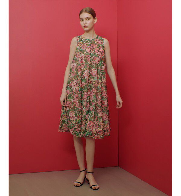 LOULOU WILLOUGHBY「【LOULOU WILLOUGHBY】SPRINTEXフラワープリントノースリワンピース」|ワンピース|