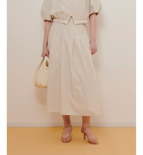 allureville「マットタフタアンイーブンタックスカート」|スカート|ライトベージュ