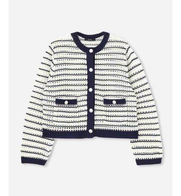 allureville「フィッシュネットニットジャケット」|カーディガン|ブルー系