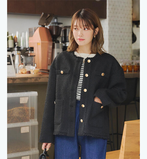 titivate「ツイードジャケット」|ノーカラージャケット|