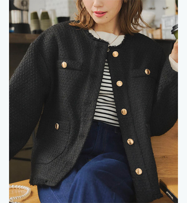 titivate「ツイードジャケット」|ノーカラージャケット|