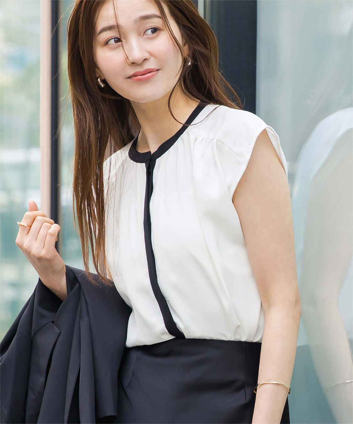 ur's「フレンチスリーブバンドカラーブラウス」|シャツ・ブラウス|