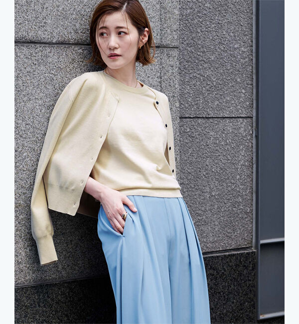 ur's「クルーネックベーシックニットカーディガン」|カーディガン|ホワイト/ブラック