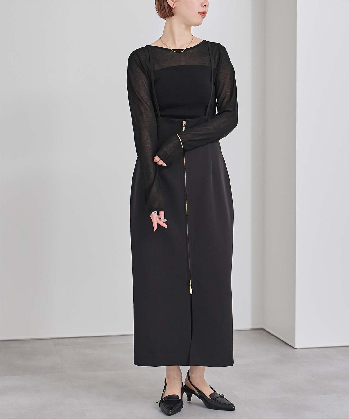 ur's「シアー切替ボートネックニット」|Tシャツ・カットソー|