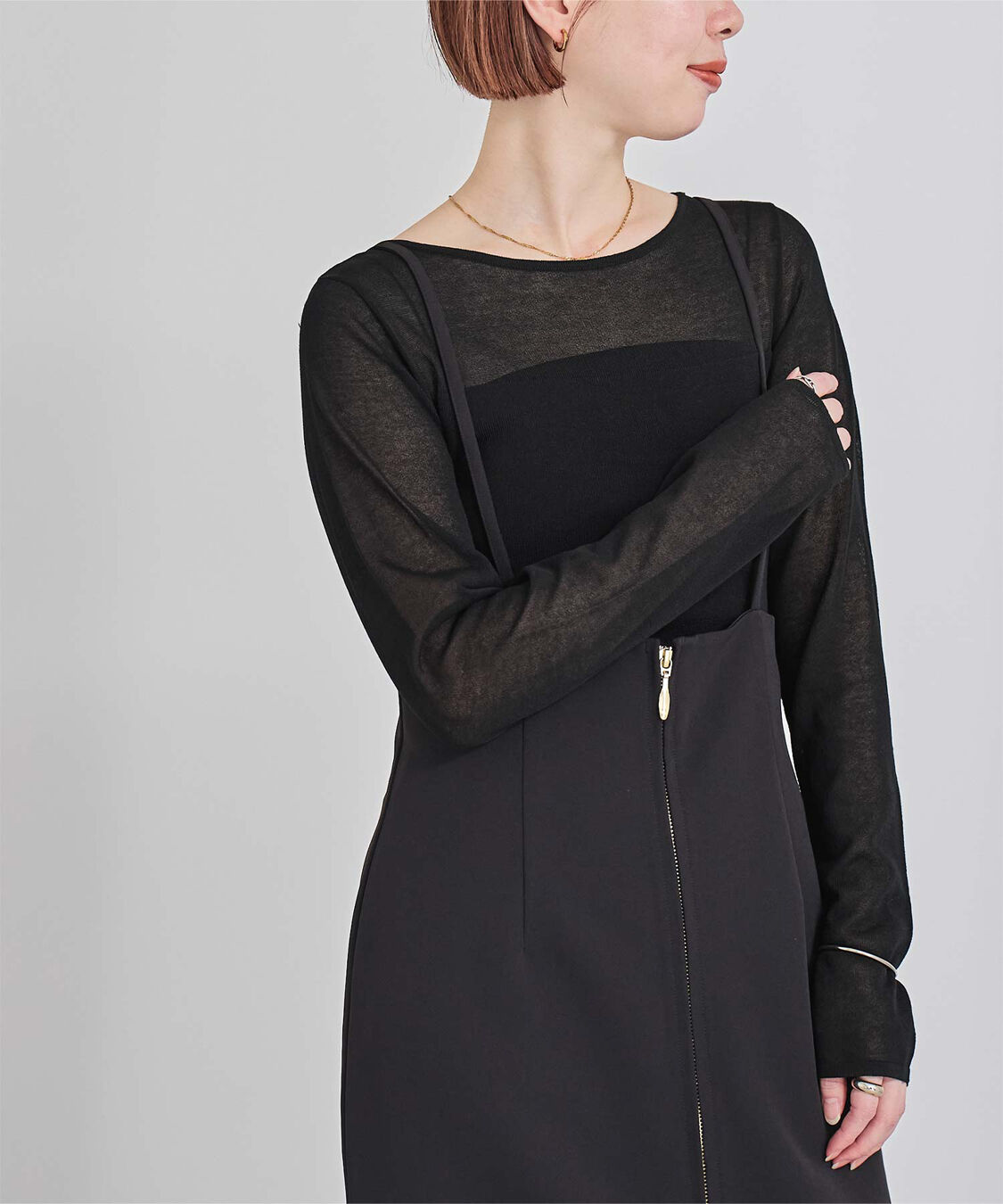 ur's「シアー切替ボートネックニット」|Tシャツ・カットソー|