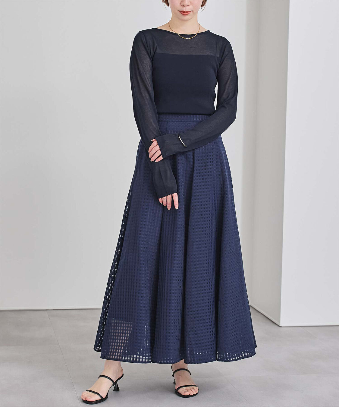 ur's「シアー切替ボートネックニット」|Tシャツ・カットソー|