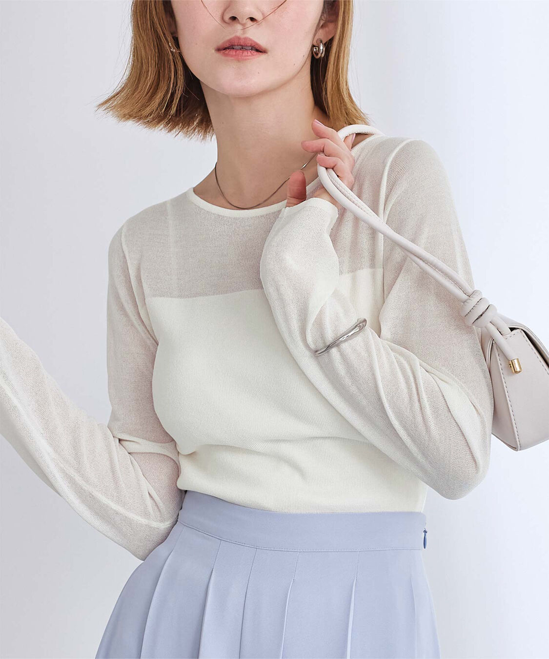 ur's「シアー切替ボートネックニット」|Tシャツ・カットソー|