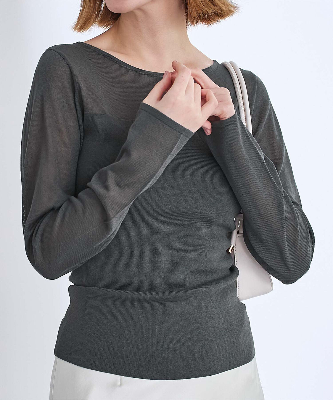 ur's「シアー切替ボートネックニット」|Tシャツ・カットソー|