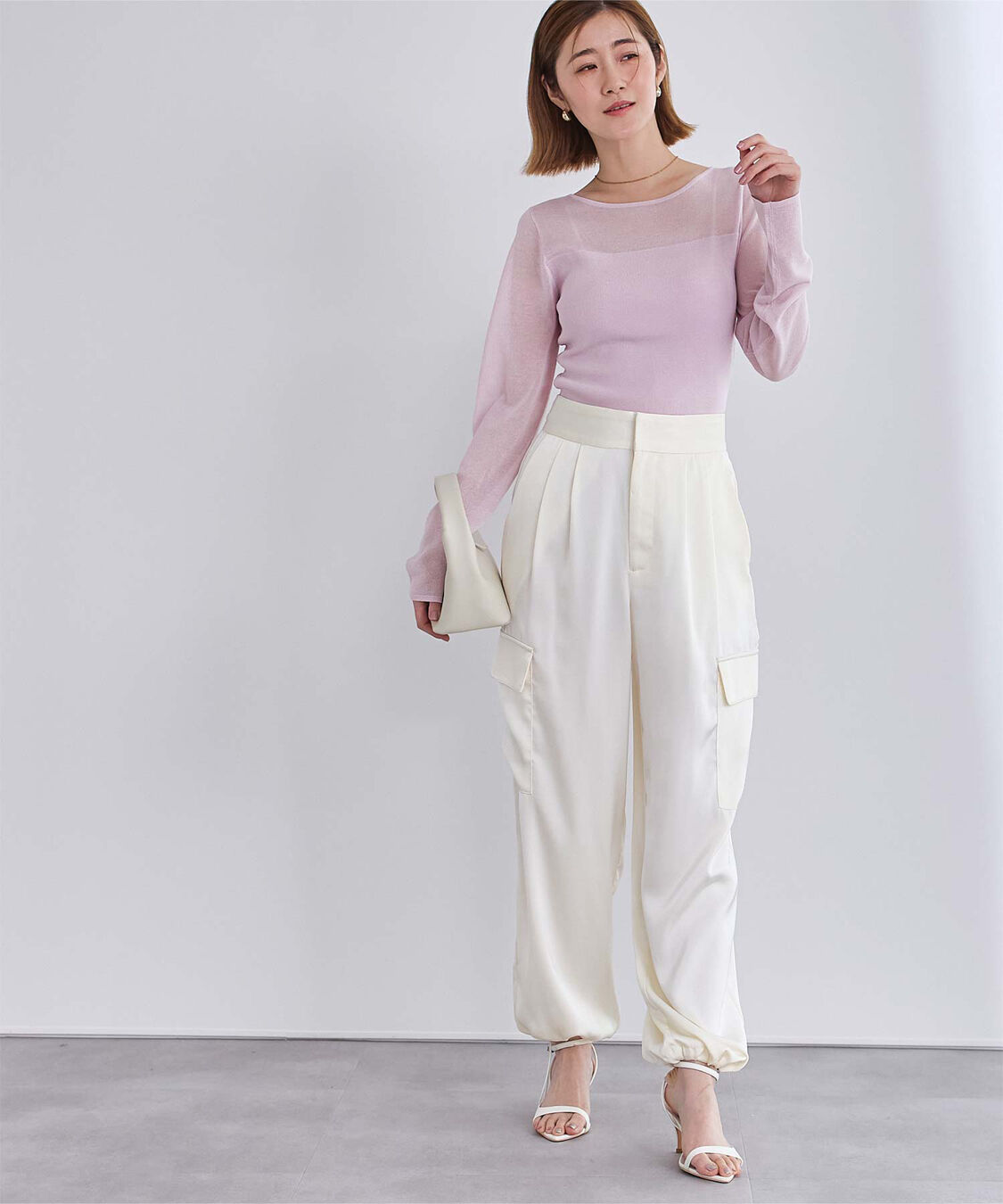 ur's「シアー切替ボートネックニット」|Tシャツ・カットソー|