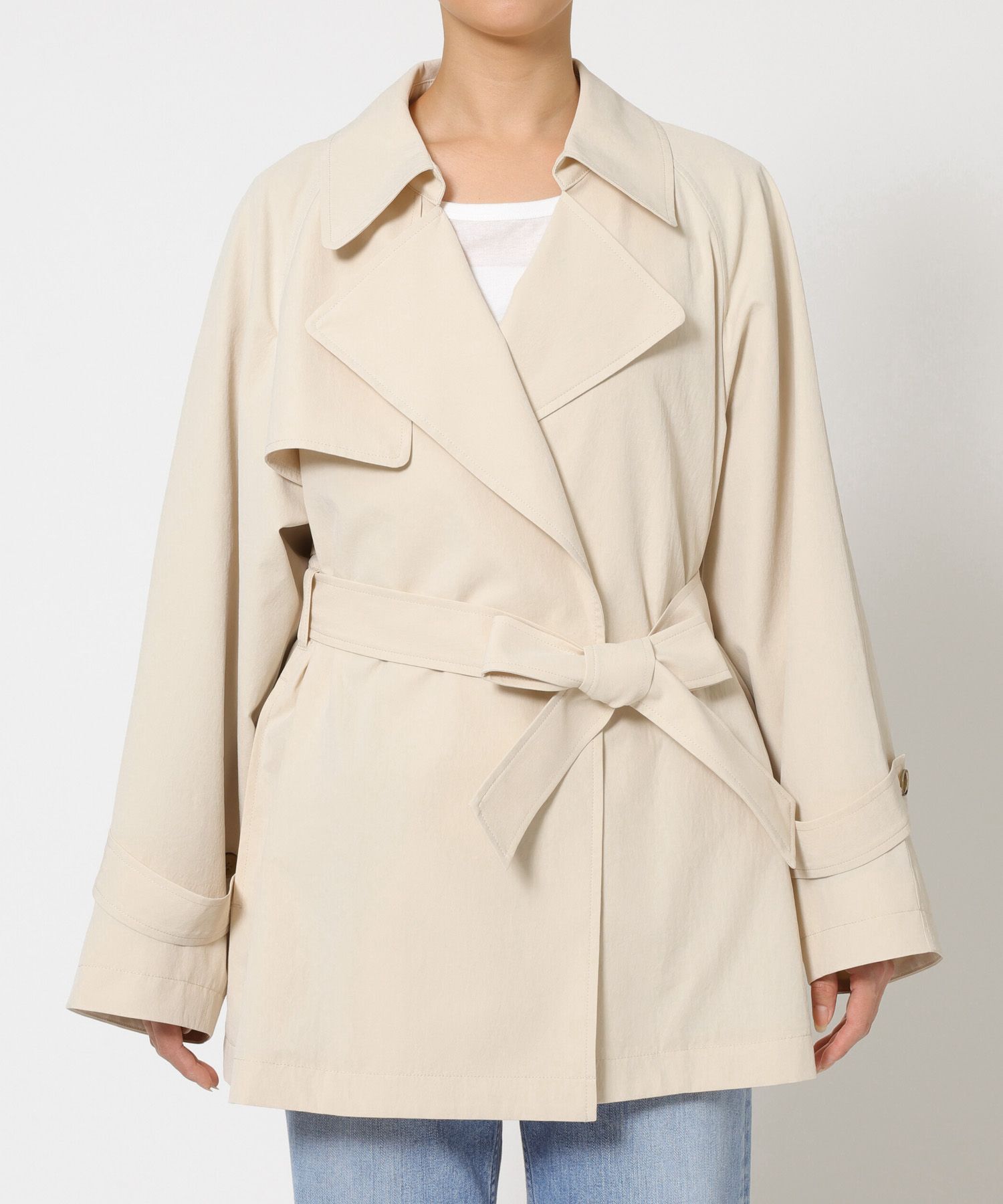 BABYLONE「【多機能素材】タイプライターショートトレンチ」|トレンチコート|