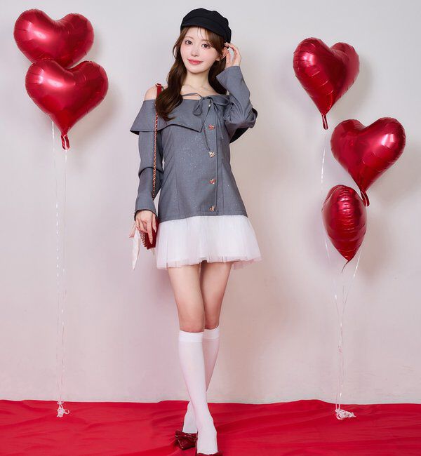  「【Heart collection】ハートボタン切替ミニワンピース」|ワンピース|