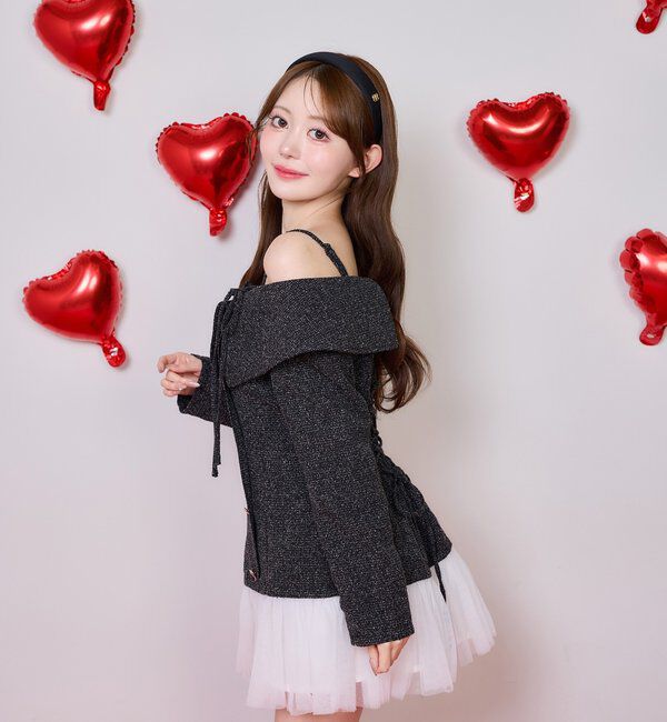  「【Heart collection】ハートボタン切替ミニワンピース」|ワンピース|