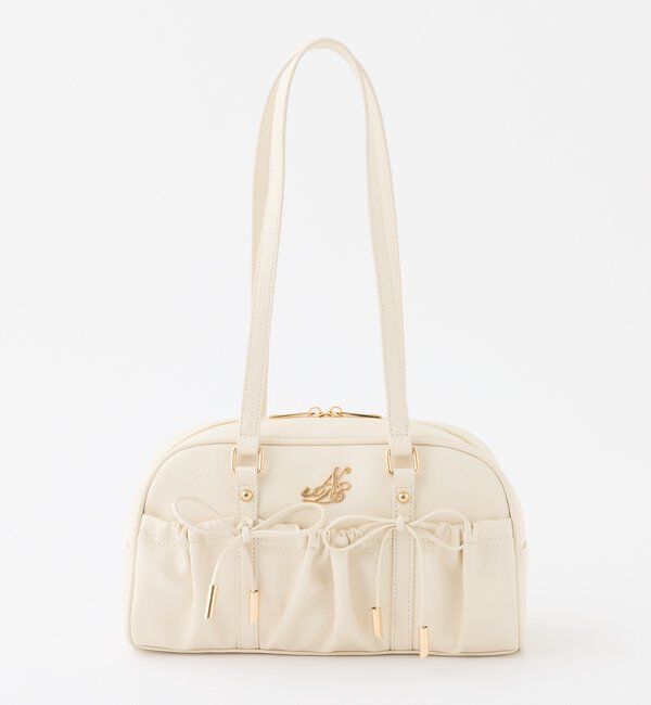  「ドロストリボン付きスクエアバッグ」|ショルダー・メッセンジャー|アイボリー