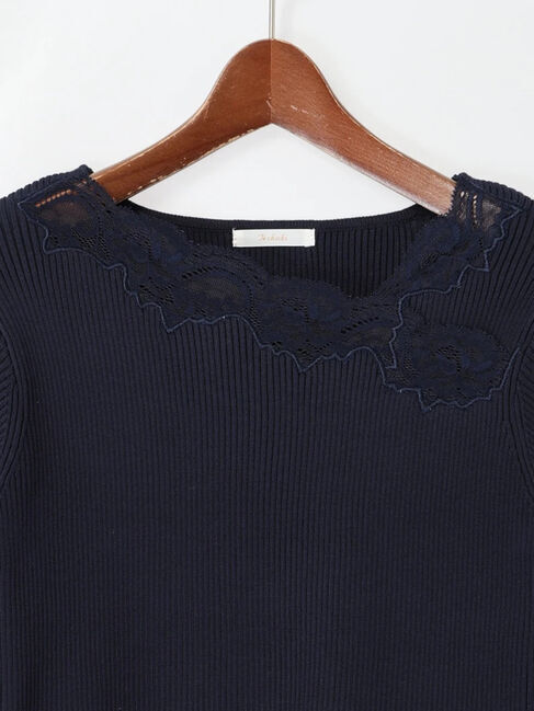 Te chichi「レースアシンメトリーネックリブニット」|ニット・セーター|