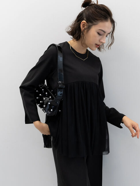 Te chichi「【セレモニーアイテム】チュールギャザーヘムドッキングブラウス（セットアップ可）」|シャツ・ブラウス|